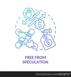 Free from speculation blue gradient concept icon. Cooperative society benefit abstract idea thin line illustration. Financial instrument. Isolated outline drawing. Myriad Pro-Bold font used. Free from speculation blue gradient concept icon