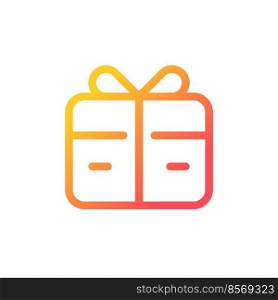 Free gift card pixel perfect gradient linear ui icon. Refer-a-friend reward. Promotional item. Line color user interface symbol. Modern style pictogram. Vector isolated outline illustration. Free gift card pixel perfect gradient linear ui icon