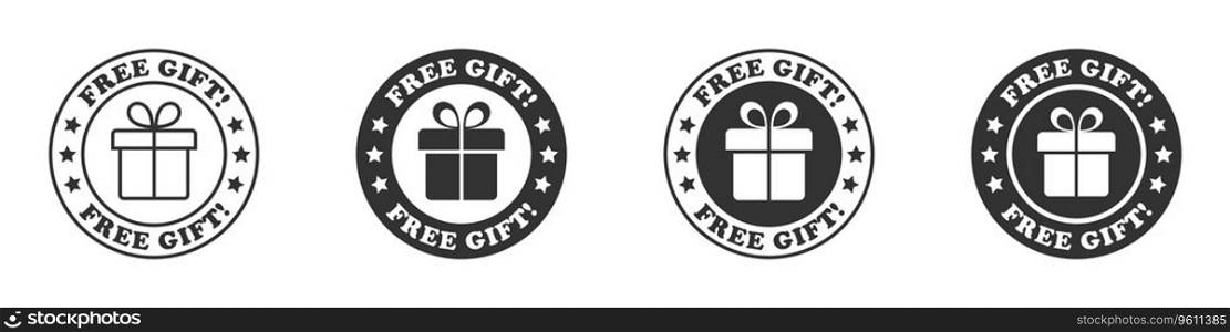 Free gift icon set. Vector illustration.