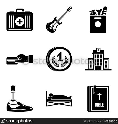 Free medicine icons set. Simple set of 9 free medicine vector icons for web isolated on white background. Free medicine icons set, simple style
