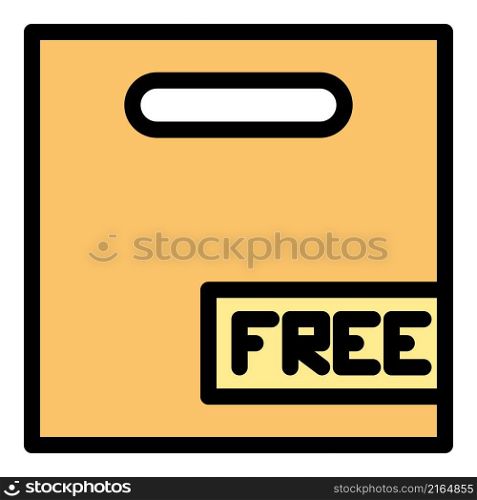 Free parcel delivery icon. Outline free parcel delivery vector icon color flat isolated. Free parcel delivery icon color outline vector