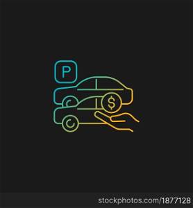 Free parking spots gradient vector icon for dark theme. Provide parking for employees. Offering privileges. Thin line color symbol. Modern style pictogram. Vector isolated outline drawing. Free parking spots gradient vector icon for dark theme