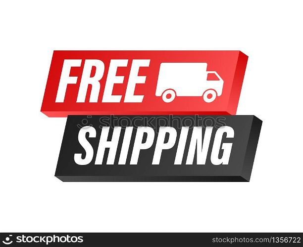 Free shipping. Badge with truck. Vector stock illustrtaion. Free shipping. Badge with truck. Vector stock illustrtaion.