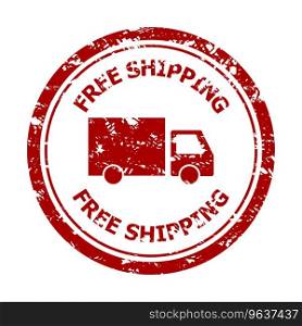 Free shipping rubber stamp isolated on white. Illustration of free shipping stamp seal, delivery guarantee vector. Free shipping rubber stamp isolated on white