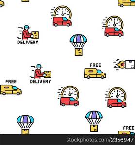 Free Shipping Service Vector Seamless Pattern Thin Line Illustration. Free Shipping Service Vector Seamless Pattern
