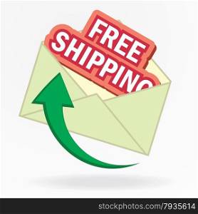 free shipping sign in envelope vector illustration