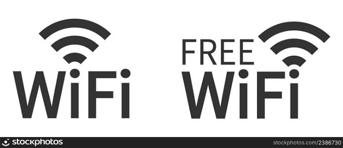 Free wifi icon. Wireless internet network illustration symbol. Sign wlan zone vector.