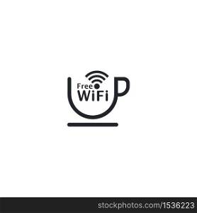 free wifi with coffee cup logo icon vector illustration