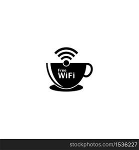 free wifi with coffee cup logo icon vector illustration