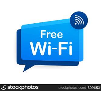 Free wifi zone blue icon. Free wifi here sign concept. Vector stock illustration. Free wifi zone blue icon. Free wifi here sign concept. Vector stock illustration.