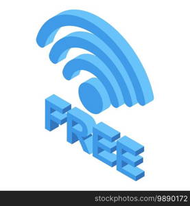 Free wifi zone symbol icon. Isometric of free wifi zone symbol vector icon for web design isolated on white background. Free wifi zone symbol icon, isometric style