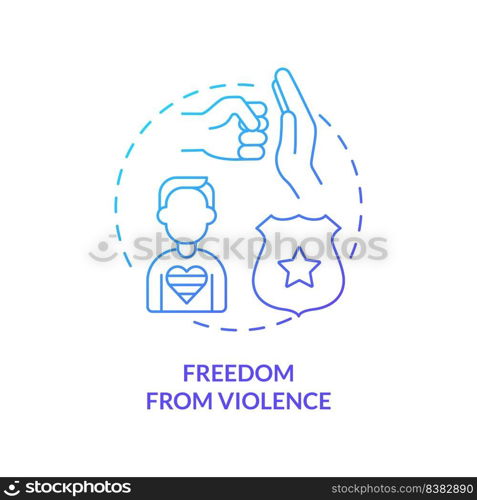 Freedom from violence blue gradient concept icon. Protect from abuse. LGBT community program abstract idea thin line illustration. Isolated outline drawing. Myriad Pro-Bold fonts used. Freedom from violence blue gradient concept icon