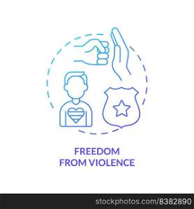 Freedom from violence blue gradient concept icon. Protect from abuse. LGBT community program abstract idea thin line illustration. Isolated outline drawing. Myriad Pro-Bold fonts used. Freedom from violence blue gradient concept icon