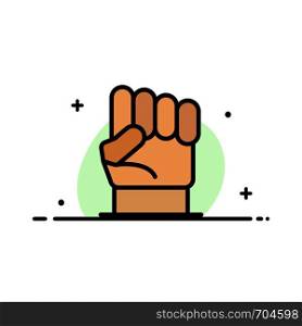 Freedom, Hand, Human, Power, Strength Business Flat Line Filled Icon Vector Banner Template