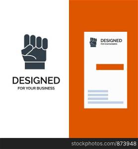 Freedom, Hand, Human, Power, Strength Grey Logo Design and Business Card Template