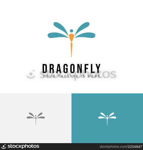 Freedom Healthy Dragonfly Insect Wings Fly Nature Logo Symbol Idea