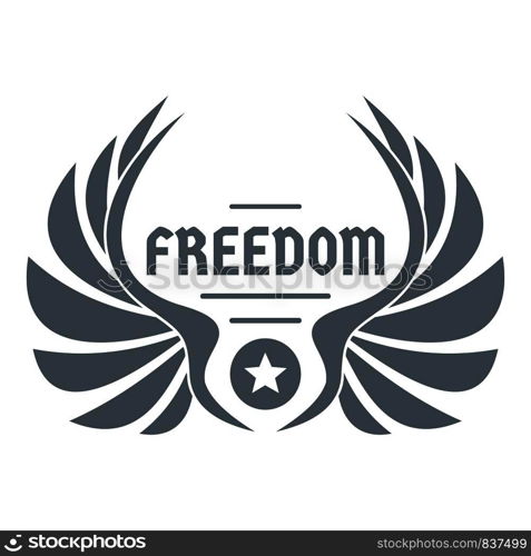 Freedom wing logo. Simple illustration of freedom wing vector logo for web. Freedom wing logo, simple gray style