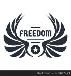 Freedom wing logo. Simple illustration of freedom wing vector logo for web. Freedom wing logo, simple gray style