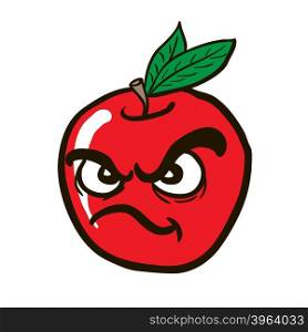 freehand drawn angry apple cartoon illustration