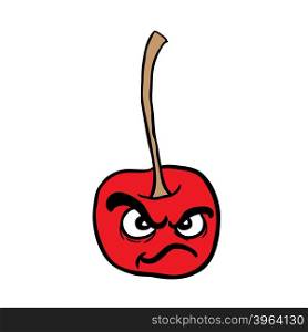 freehand drawn angry cherry cartoon illustration