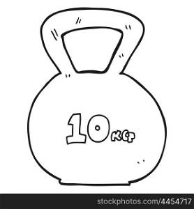 freehand drawn black and white cartoon 10kg kettle bell weight