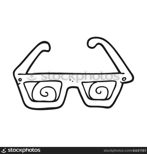 freehand drawn black and white cartoon 3D glasses