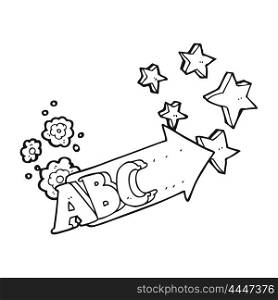 freehand drawn black and white cartoon ABC symbol