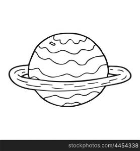 freehand drawn black and white cartoon alien planet