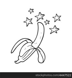 freehand drawn black and white cartoon amazing banana