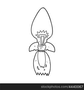 freehand drawn black and white cartoon amazing rocket ship of an idea