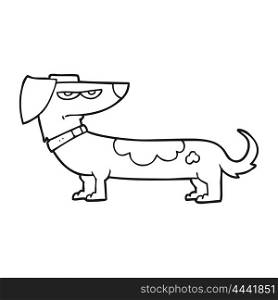 freehand drawn black and white cartoon annoyed dog