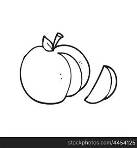 freehand drawn black and white cartoon apple