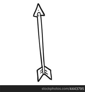 freehand drawn black and white cartoon arrow