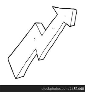 freehand drawn black and white cartoon arrow up trend