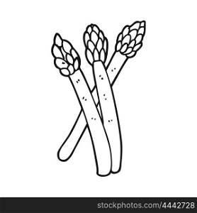 freehand drawn black and white cartoon asparagus
