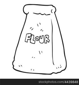 freehand drawn black and white cartoon bag of flour
