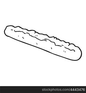freehand drawn black and white cartoon baguette