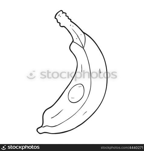 freehand drawn black and white cartoon banana