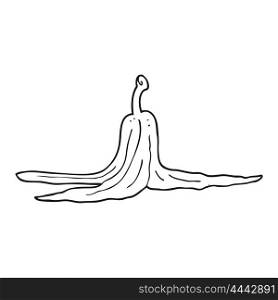 freehand drawn black and white cartoon banana peel