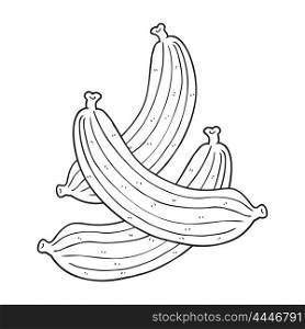 freehand drawn black and white cartoon bananas