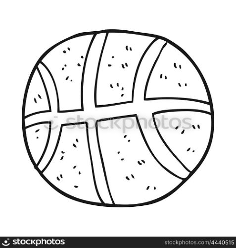 freehand drawn black and white cartoon basketball