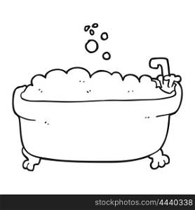 freehand drawn black and white cartoon bathtub