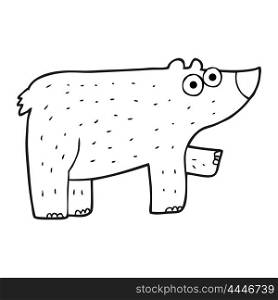 freehand drawn black and white cartoon bear