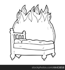 freehand drawn black and white cartoon beds are burning