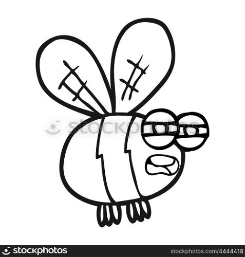 freehand drawn black and white cartoon bee