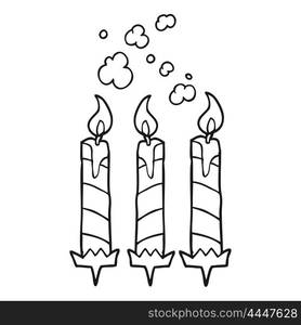 freehand drawn black and white cartoon birthday cake candles