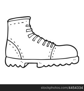 freehand drawn black and white cartoon boot