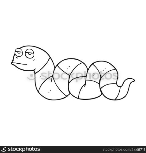 freehand drawn black and white cartoon bored snake