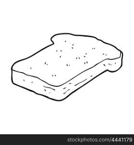 freehand drawn black and white cartoon bread slice