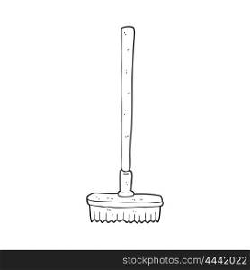 freehand drawn black and white cartoon broom